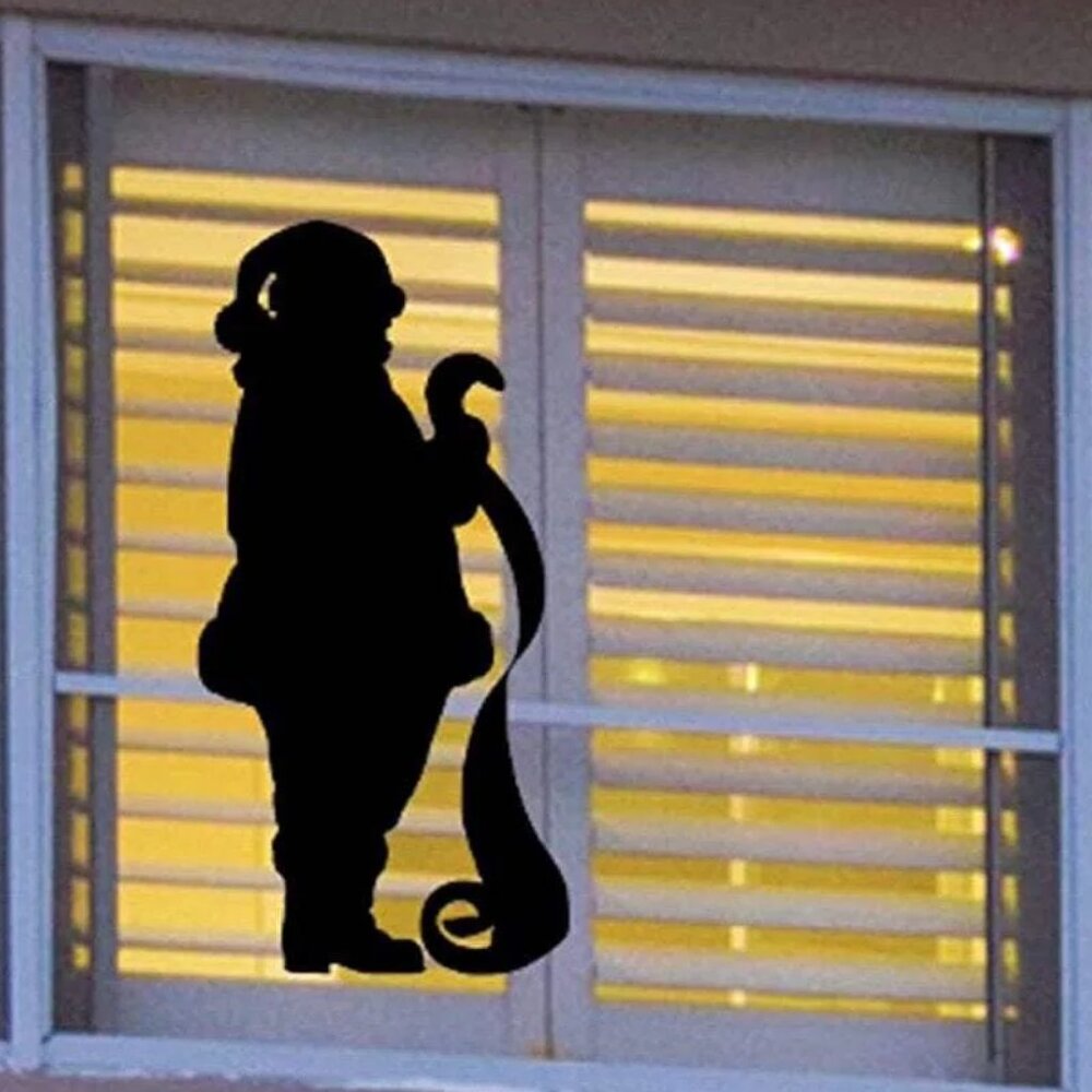 Large Christmas Santa Claus with Naughty or Nice List Window Cling Silhouette